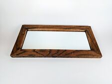 Antique Rustic Farmhouse Oak Framed Mirror 7.5" H x 14.5” W Vintage Heavy  for sale  Shipping to South Africa