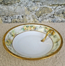 Antique Hermann Ohme Porcelain Handled Lemon Dish Hand-painted Nappy Silesia, usado comprar usado  Enviando para Brazil