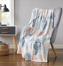 Cobertor decorativo Ocean Life costeiro pelúcia macia veludo lã azul novo sem etiquetas comprar usado  Enviando para Brazil