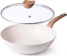 Beige Frying Pan 28cm Induction Non-stick Cooking Skillet Deep Stir Fry Cookware for sale  Shipping to South Africa