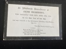 1869 IN MEMORIAM KARTKA ŻAŁOBNA JANE KARALUF WIEK 21 GREAT HORTON YORKS na sprzedaż  Wysyłka do Poland