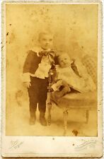 Antigua tarjeta de gabinete adorable niño y niña posando juntos estudio Washington, usado segunda mano  Embacar hacia Argentina