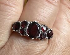 Vintage JWJ Hallmark Sterling Silver  Garnets Ring-uk Size M for sale  Shipping to South Africa
