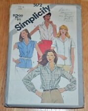 Vintage Simplicity Sewing Pattern #5172 Misses' Shirts Blouses Size 14 1981 for sale  Shipping to South Africa
