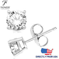 Sterling Silver 925 Solid Round Brilliant Cut Cubic Zirconia Stud Gift Earrings for sale  Shipping to South Africa