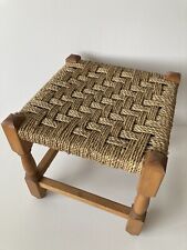 Vintage Wicker Square Footstool Small Wooden Stool for sale  Shipping to South Africa