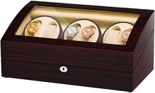6 Watch Winder Display Case for 6 Timepieces Quiet Motor w/ Key & Polish Cloth for sale  Shipping to South Africa