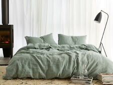 3 Piece Stonewashed Linen Bedding Soft Linen Boho Sage Green Duvet Cover Set for sale  Shipping to South Africa