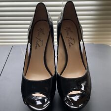 Marc Fisher Womens Platform Heels Size 6.5M Black Patent Leather Peeptoe for sale  Shipping to South Africa