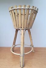 Vintage 70s Boho Bamboo Cane Plant Pot Stand Planter On Legs 55cm for sale  Shipping to South Africa