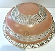 Abajur de teto de vidro vintage e raro Art Deco globo rosa e transparente com 3 furos comprar usado  Enviando para Brazil