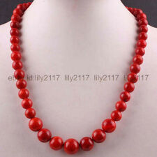 Lindo colar de contas redondas de coral vermelho natural 6-14 mm fio de pedra preciosa 20" comprar usado  Enviando para Brazil