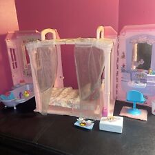 Used, Barbie Pink Portable Fold Up Magi-Key Doll House Cottage Mattel 2000 Bed & Bath for sale  Shipping to South Africa