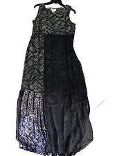 Vestido feminino David Dart L mistura de seda maxi fenda camada boho geométrico cinza roxo comprar usado  Enviando para Brazil