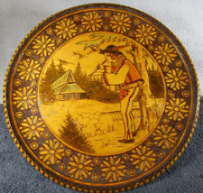 Used, Lovely Vintage Austrian / Swiss Shepherd Sheep Design Wooden Folk Art Plate for sale  Shipping to South Africa