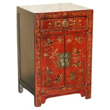 VINTAGE CHINESE HAND PAINTED LACQUERED SIDE TABLE SIZED CUPBOARD WITH DRAWER for sale  Shipping to South Africa
