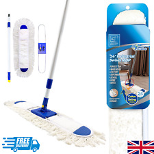 Used, Flat Mop Large Industrial Floor 60cm Cotton Pad Head Handle Commercial HeavyDuty for sale  Shipping to South Africa