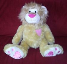 Used, CS Intl Toys HEARTBEAT LION Tan Plush Pink Chest Heart Nose Heart Foot Pads for sale  Shipping to South Africa
