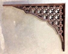 SET OF 2 LARGE LATTICE SHELF BRACKET BRACE Rustic Antique Brown Cast Iron for sale  Judsonia
