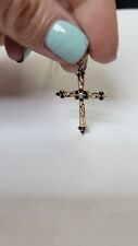 14kt Yellow Gold Genuine Sapphire Cross w/ 16" Chain for sale  Shipping to South Africa