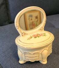 Vintage Porcelain Little Mirrored Dresser With Flowers Trinket/Jewelry Dish for sale  Shipping to South Africa