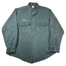 Camisa de trabalho vintage anos 40 e 50 sanforizada ponto corrente algodão verde “John” masculina tamanho 16 comprar usado  Enviando para Brazil