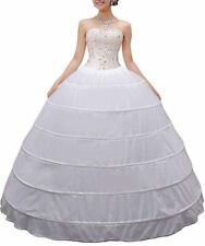 Wedding Petticoat Crinoline 6 Hoop Skirt White Women Long Ball Gown Underskirt, used for sale  Shipping to South Africa