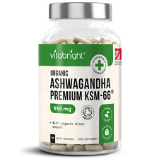 Ashwagandha orgânica KSM-66 550mg com pimenta preta - Feito no Reino Unido por VitaBrigh comprar usado  Enviando para Brazil