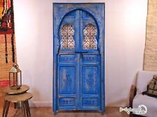 Usado, Antigua Azul Hecha a Mano Marroquí 85""x39"" PUERTA DE MADERA ANHELADA, Acogedor Diseño Bereber segunda mano  Embacar hacia Argentina