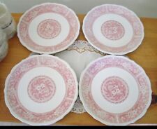 Vintage Syracuse China Strawberry Hill Light Red Flowers 9 7/8" Plates~ Set of 4 for sale  Shipping to Canada