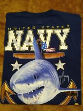 Camisa masculina média grande tubarão branco americano Guy Harvey BlueWater AFTCO da Marinha dos EUA comprar usado  Enviando para Brazil