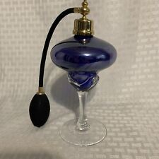 Atomizador de perfume de vidro arte azul cobalto borla faltando vintage, usado comprar usado  Enviando para Brazil