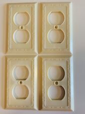 Vintage Leviton Ivory Duplex Wall Plates Art Deco Diamonds & Dots Lot Of 4, used for sale  Shipping to South Africa