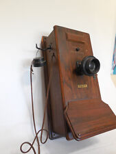 Usado, Antiguo teléfono de pared occidental manivela eléctrica en caja de roble años 1900 tal cual segunda mano  Embacar hacia Argentina