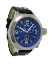 I by Invicta IBI70113-004 relógio masculino redondo analógico azul data do dia couro preto, usado comprar usado  Enviando para Brazil