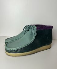 Botas Chukkas con cordones Clarks Originals Wallabee para hombre talla 9 verde y púrpura de cuero segunda mano  Embacar hacia Argentina