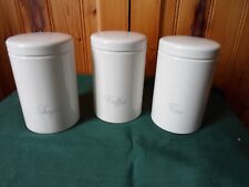 Set Of 3 Brabantia White  Canisters : Tea / Coffee / Sugar  1.4 Litre 17x 11 cm, used for sale  Shipping to South Africa