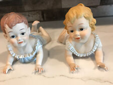 Used, Vintage Bisque Porcelain Piano Baby Boy & Girl  10" for sale  Shipping to South Africa