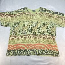 Camiseta EZL Safari estampa girafa tamanho único feita nos EUA algodão anos 90 vintage folgada comprar usado  Enviando para Brazil
