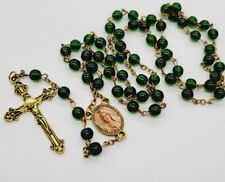 † VINTAGE INRI Rosary CROSS GREEN Beaded 20" † I HOPE IN THEE for sale  Shipping to South Africa