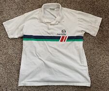 Polo Sergio Tacchini Vintage Años 80 Diseñador Tenis Ropa Deportiva Mediana Blanca segunda mano  Embacar hacia Mexico