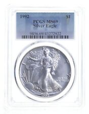 MS69 1992 $1 American Silver Eagle 1 Oz PCGS Blue Label *0333, occasion d'occasion  Expédié en Belgium