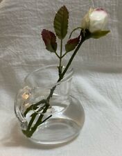 Used, One (1) Glazed Ceramic Ivory Rosebud w/Pink on Petals ~Wire Stem & Silk Leaves for sale  Shipping to South Africa