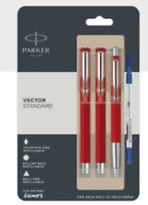 BOLÍGRAFO VECTOR PARKER ESTÁNDAR + BOLÍGRAFO ROLLER + PLUMA FUENTE CUERPO ROJO estacionamiento segunda mano  Embacar hacia Argentina