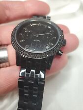 Usado, Relógio feminino Michael Kors blackout cronógrafo pavê preto MK5527 comprar usado  Enviando para Brazil
