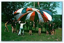 c1950 Campamento Norwesco Niñas Scouts Diversión con Paracaídas Auburn Wisconsin Postal WI segunda mano  Embacar hacia Argentina