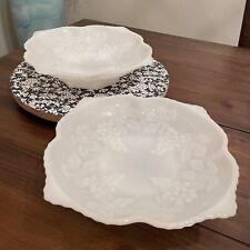 Set of 2: Vintage Milk Glass Footed 10” Bowls Raised Grapes Pattern for sale  Shipping to South Africa