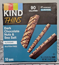KIND Thins Dark Chocolate Nuts & Sea Salt Bars Gluten Free 10 Count 90 Calories, used for sale  Shipping to South Africa