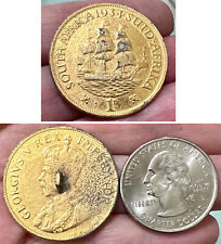 Vintage 30mm Gilt Shank Button 1934 George V South African Penny Coin Replica for sale  Shipping to South Africa