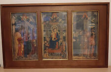 antiguo y precioso cuadro triptico religioso en madera con bonitas laminas segunda mano  Embacar hacia Argentina